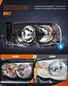 img 1 attached to Фары Nilight для грузовика Ram 1500 2500 3500 2002-2005 года - черный корпус, прозрачный угол, комплект замены фар - водительская и пассажирская стороны, 2 штуки.