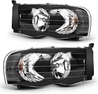 фары nilight для грузовика ram 1500 2500 3500 2002-2005 года - черный корпус, прозрачный угол, комплект замены фар - водительская и пассажирская стороны, 2 штуки. логотип