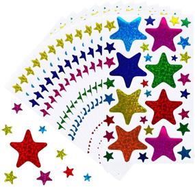 img 4 attached to ✨ Kenkio Laser Shiny Sparkle Star Stickers Set - 680 Reward Labels for Added Motivation and Fun! Self Adhesive Glitter Stars in Assorted Sizes - 20 Sheets