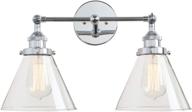 permo vintage industrial antique 2-lights wall sconces with dual funnel clear glass shade (chrome) логотип