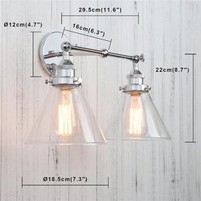 img 3 attached to Permo Vintage Industrial Antique 2-Lights Wall Sconces With Dual Funnel Clear Glass Shade (Chrome)