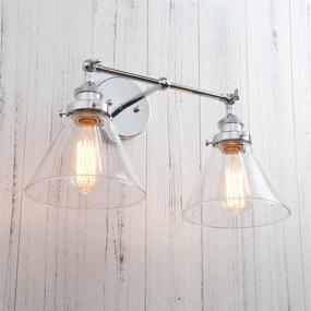 img 2 attached to Permo Vintage Industrial Antique 2-Lights Wall Sconces With Dual Funnel Clear Glass Shade (Chrome)