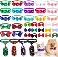 🎀 38-piece pet tie set: 8 christmas dog ties, 15 dog flower collars, and 15 dog bow tie collars - adjustable pet collar accessories for grooming dogs and cats logo