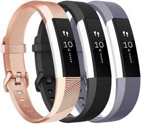 img 4 attached to 🌸 Vancle Adjustable Replacement Bands for Fitbit Alta HR/Ace - Gray Rose-Gold Black (Small)