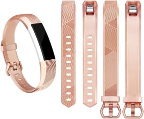 img 3 attached to 🌸 Vancle Adjustable Replacement Bands for Fitbit Alta HR/Ace - Gray Rose-Gold Black (Small)