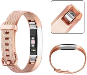 img 2 attached to 🌸 Vancle Adjustable Replacement Bands for Fitbit Alta HR/Ace - Gray Rose-Gold Black (Small)