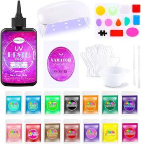img 4 attached to 🌈 YAMATCH UV Resin Starter Kit: Hard Type Clear Set for Jewelry Making and Art Crafts with Light, Silicone Molds, and 15 Colors Mica Powder Dye