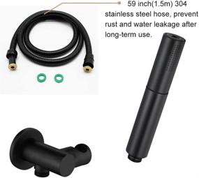 img 1 attached to Premium Matte Black Solid Brass Handheld Shower Head Set with Stainless Steel Hose & Holder - Double Function Design