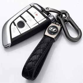 img 3 attached to 🔑 JinangSales Rhombus Car Logo Leather Keychain - Stylish Key Chain for Men and Women - Compatible with Hyundai Accessories