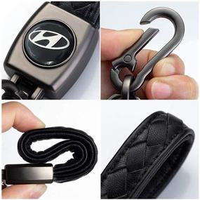 img 1 attached to 🔑 JinangSales Rhombus Car Logo Leather Keychain - Stylish Key Chain for Men and Women - Compatible with Hyundai Accessories