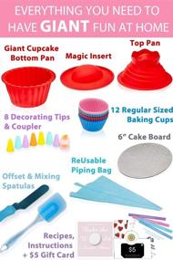 img 1 attached to 🧁 Enormous Cupcake Mold Pan - Fun-Sized Giant Smash Cake Silicone, Extra Large Cake Decorating Kit, Icing Piping Bags Tips, Muffin Liner Cups, Oversize Baking and Frosting Accessories Gift Set