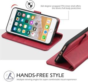 img 1 attached to TUCCH iPhone 8 Plus/7 Plus Wallet Case, Dark Red PU Leather Purse Cover with Magnetic Closure, Card Slots and Stand, Compatible with iPhone 8 Plus/7 Plus