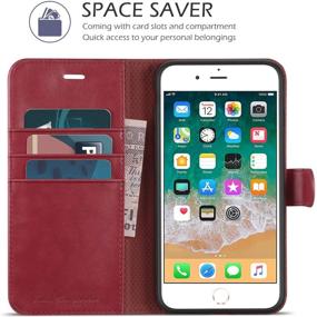 img 2 attached to TUCCH iPhone 8 Plus/7 Plus Wallet Case, Dark Red PU Leather Purse Cover with Magnetic Closure, Card Slots and Stand, Compatible with iPhone 8 Plus/7 Plus