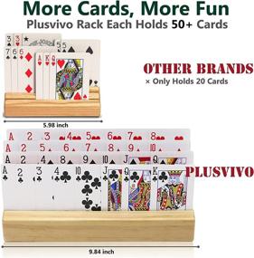 img 3 attached to 🃏 Plusvivo Wooden Card Holders for Playing Cards - Set of 2 | Perfect for Small-Hands and Arthritic | Ideal for Go Fish, Canasta, Pinochle, Bridge, Hand and Foot