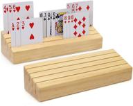 🃏 plusvivo wooden card holders for playing cards - set of 2 | perfect for small-hands and arthritic | ideal for go fish, canasta, pinochle, bridge, hand and foot логотип