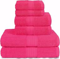 🛀 glamburg 6 piece towel set, 100% combed cotton - 2 bath towels, 2 hand towels, 2 wash cloths - luxury hotel quality ultra soft highly absorbent - 600 gsm - bathroom towel set in hot pink logo