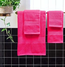 img 2 attached to 🛀 Glamburg 6 Piece Towel Set, 100% Combed Cotton - 2 Bath Towels, 2 Hand Towels, 2 Wash Cloths - Luxury Hotel Quality Ultra Soft Highly Absorbent - 600 GSM - Bathroom Towel Set in Hot Pink