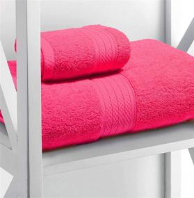 img 1 attached to 🛀 Glamburg 6 Piece Towel Set, 100% Combed Cotton - 2 Bath Towels, 2 Hand Towels, 2 Wash Cloths - Luxury Hotel Quality Ultra Soft Highly Absorbent - 600 GSM - Bathroom Towel Set in Hot Pink