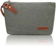 👜 zeamoco canvas clutch purse wristlet pouch wallet with leather strap - large makeup bag for women & men logo