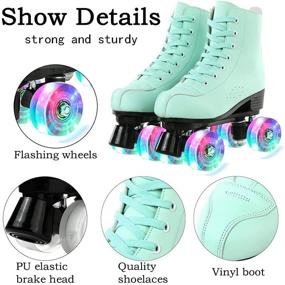 img 2 attached to 🛼 Shiny PU Leather Women's Roller Skates with Adjustable Fit, Light Up Wheels - Ideal for Girls