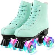 🛼 shiny pu leather women's roller skates with adjustable fit, light up wheels - ideal for girls logo