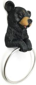 img 2 attached to 🐻 Rustic Cabin Wall Decor: Darling Black Bear Hand Towel Ring Holder Figurine for Hunting Lodge or Powder Room Bathroom Sculpture