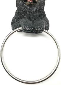 img 1 attached to 🐻 Rustic Cabin Wall Decor: Darling Black Bear Hand Towel Ring Holder Figurine for Hunting Lodge or Powder Room Bathroom Sculpture