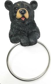 img 3 attached to 🐻 Rustic Cabin Wall Decor: Darling Black Bear Hand Towel Ring Holder Figurine for Hunting Lodge or Powder Room Bathroom Sculpture