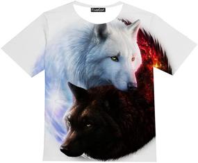 img 1 attached to 3D Wolf T-Shirts: Printed Graphic Novelty Funny Tee for Ages 4-14 - Boys, Girls, Youth