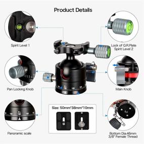 img 3 attached to 🔝 High Performance Koolehaoda Low Profile Ball Head with Arca Swiss Quick Release Plates - Max Load 26lbs/12kg, φ36mm Ball Diameter for DSLR Cameras Tripods Monopods - (E2)