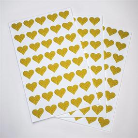 img 2 attached to ❤️ 200 Pack of Royal Green Gold Heart Stickers: Glitter Envelope Labels for Stationery, Invitations, Crafts & Favors