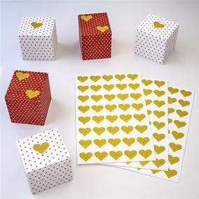 img 1 attached to ❤️ 200 Pack of Royal Green Gold Heart Stickers: Glitter Envelope Labels for Stationery, Invitations, Crafts & Favors