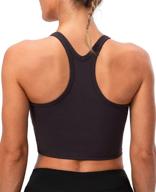 👚 lavento women's racerback sports bra yoga crop top with integrated bra support logo