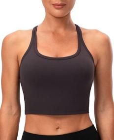 img 3 attached to 👚 Lavento Women's Racerback Sports Bra Yoga Crop Top with Integrated Bra Support