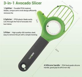 img 2 attached to Luxear 3 in 1 Avocado Slicer: BPA Free Multifunctional Cutter Tool for Easy Splitting, Pitting, and Slicing of Avocados, Kiwis, Dragon Fruits - Green with Grip Handle