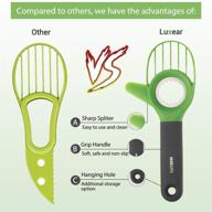 luxear 3 in 1 avocado slicer: bpa free multifunctional cutter tool for easy splitting, pitting, and slicing of avocados, kiwis, dragon fruits - green with grip handle logo