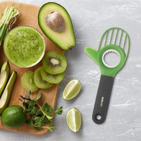 img 1 attached to Luxear 3 in 1 Avocado Slicer: BPA Free Multifunctional Cutter Tool for Easy Splitting, Pitting, and Slicing of Avocados, Kiwis, Dragon Fruits - Green with Grip Handle