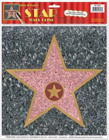 img 1 attached to 🌟 Самоклеющиеся звездочки Beistle для украшения Голливудской ночи на вечеринке в стиле кино - персонализированный съемный виниловый настенный ковер, красный / золотой / черный, 12 "x 15