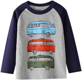 img 3 attached to 3 Packs Sets of Boys Long Sleeve Cotton T-Shirts - Casual Winter Crewneck Basic Active Tops, Tee Tunics Shirts