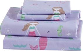 img 1 attached to 🧜 Fancy Linen Mermaid Under The Sea Lavender Aqua Pink Comforter Set - Brand New - Twin Size Comforter Included