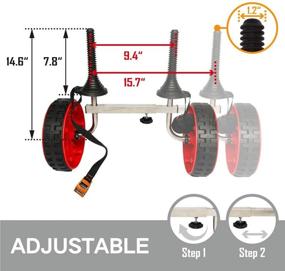 img 3 attached to 🛶 Onefeng Sports 175LBS Kayak Cart Boat Carrier with Adjustable Width Axle for Carrying Kayaks Canoes - Upgraded Spring Button Design &amp; Durable Plastic Wheels | No More Worries About Clips or Tire Air Leaks