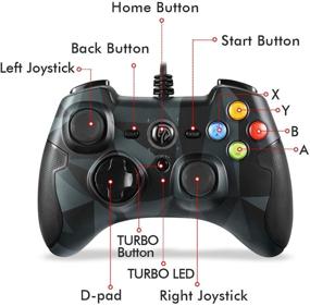 img 1 attached to 🎮 Enhanced Wired Gaming Controller EasySMX | PC Game Joystick with Dual-Vibration Turbo & Trigger Buttons | Compatible with Windows/Android/PS3/TV Box | Camouflage-Black