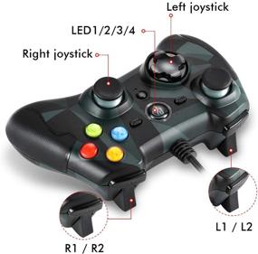img 2 attached to 🎮 Enhanced Wired Gaming Controller EasySMX | PC Game Joystick with Dual-Vibration Turbo & Trigger Buttons | Compatible with Windows/Android/PS3/TV Box | Camouflage-Black