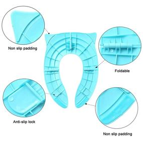 img 3 attached to 🚽 Travel AID Folding Portable Potty Training Toilet Seat Cover Liner with Non-Slip Silicone Pads and Carry Bag - Blue Owl Shape