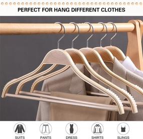 img 1 attached to Premium Basswood Closet Hangers - 10 Pack of Heavy-Duty Wooden Hangers with 360° Swivel Hook, Non-Slip Features, and Hanger Strap for Coats, Jackets, Pants, Shirts, Skirts, and Suits