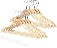 premium basswood closet hangers - 10 pack of heavy-duty wooden hangers with 360° swivel hook, non-slip features, and hanger strap for coats, jackets, pants, shirts, skirts, and suits логотип