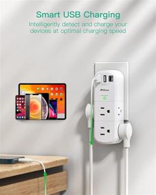 img 2 attached to 🔌 High-Performance USB Outlet Extender Surge Protector - Rotating Plug, 6 AC Multi-Plug Outlet and 3 USB Ports (including 1 USB C), 1800 Joules, 3-Sided Swivel Power Strip with Spaced Outlet Splitter - Ideal for Home, Office, and Travel