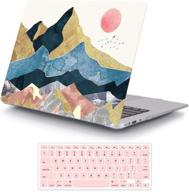 🖥️ durable rubber coated plastic cover for macbook air 13 inch model a1369/a1466 with keyboard cover - icasso abstract scenery case logo