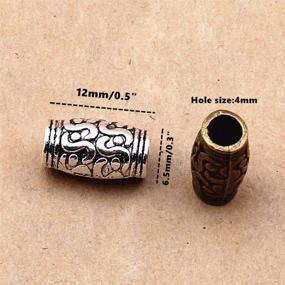 img 3 attached to ⛩ DIY Jewelry Making: Antique Silver Tone Buddhism Tube Beads with Embossed Charm Pendant - 60pcs Long Spacer Bead