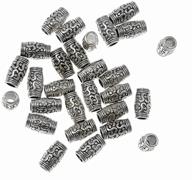 ⛩ diy jewelry making: antique silver tone buddhism tube beads with embossed charm pendant - 60pcs long spacer bead logo